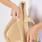 Solid Crochet Straw Tote Bag | Woven Shoulder Beach Bag | Boho Summer Handbag