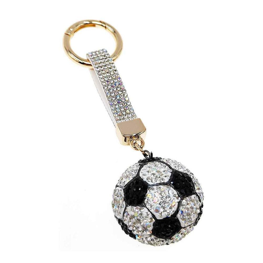Bling Studded Soccer Ball Bag Charm Keychain | Sparkly Soccer Keyring | Sports Purse Lanyard