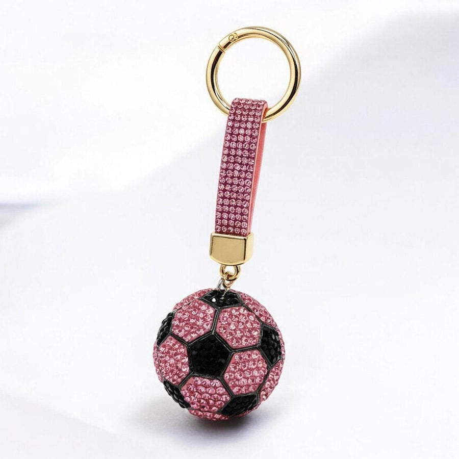 Bling Studded Soccer Ball Bag Charm Keychain | Sparkly Soccer Keyring | Sports Purse Lanyard