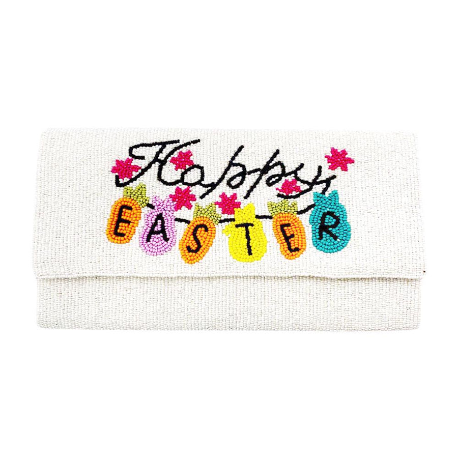 Happy Easter Seed Beaded Clutch Bag | Carrot Bunny Crossbody Purse | Easter Party Handbag
