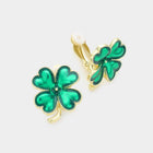 St Patricks Day Enamel Clover Clip On Earrings | Shamrock Earrings Non Piercing