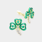 St Patricks Day Enamel Clover Clip On Earrings | Shamrock Earrings Non Piercing