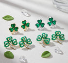 St Patricks Day Enamel Clover Clip On Earrings | Shamrock Earrings Non Piercing