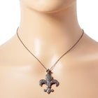 Stone Paved Fleur De Lis Pendant | Classic New Orleans Jewelry | Mardi Gras Symbol Necklace