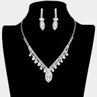 Round & Marquise Rhinestone Statement Necklace | Crystal Evening Jewelry | Bridal Wedding Party Prom Glam Necklace