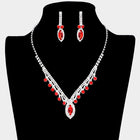 Round & Marquise Rhinestone Statement Necklace | Crystal Evening Jewelry | Bridal Wedding Party Prom Glam Necklace