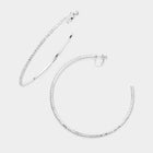 Crystal Rhinestone 3.3 Inch Hoop Clip On Earrings | Large Sparkly Statement Hoops | Party Jewelry