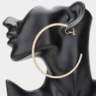 Crystal Rhinestone 3.3 Inch Hoop Clip On Earrings | Large Sparkly Statement Hoops | Party Jewelry