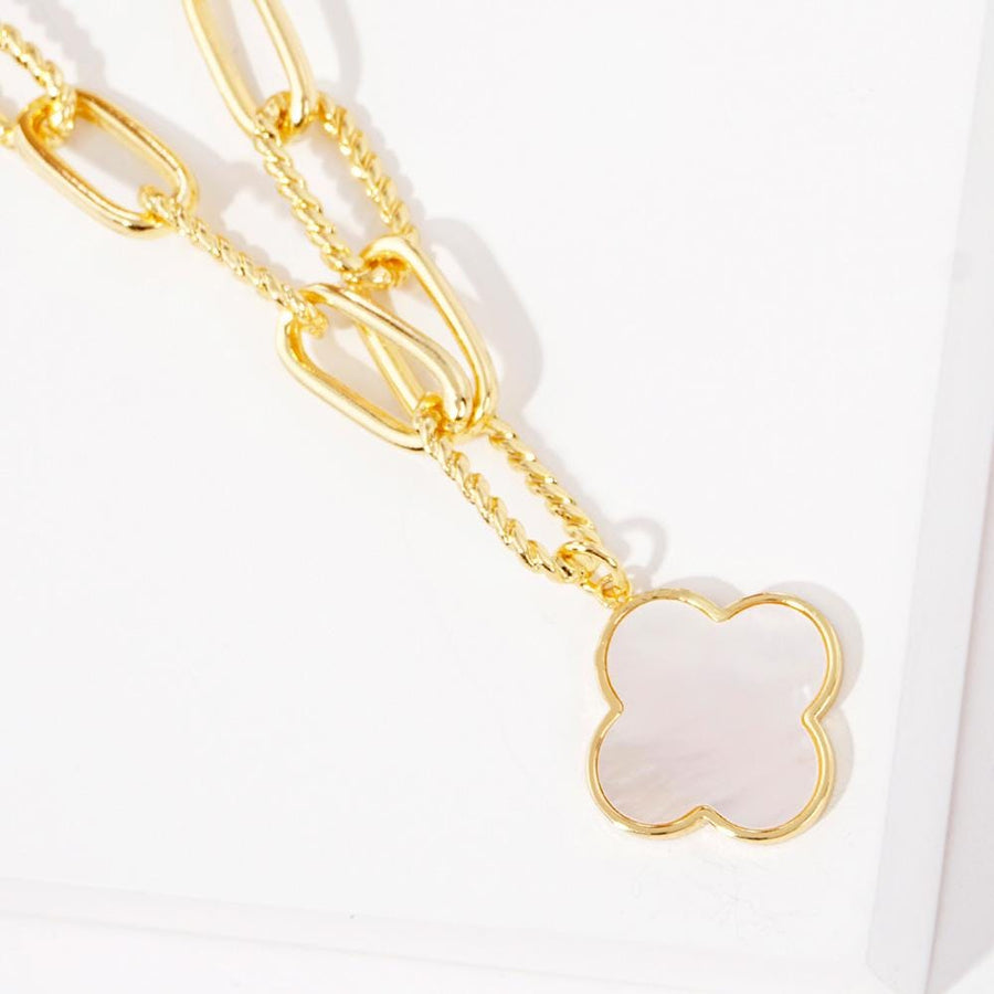 Gold Dipped Quatrefoil Pendant Necklace | Clover Charm Necklace | Minimal Everyday Jewelry