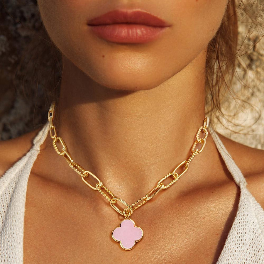 Gold Dipped Quatrefoil Pendant Necklace | Clover Charm Necklace | Minimal Everyday Jewelry