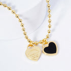 Double Heart Pendant Bubble Chain Necklace for Women | Dainty Romantic Girlfriend Jewelry | Love Necklace