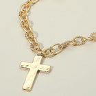 Hammered Metal Cross Chunky Chain Necklace | Bold Textured Statement Cross Pendant | Modern Religious Gift