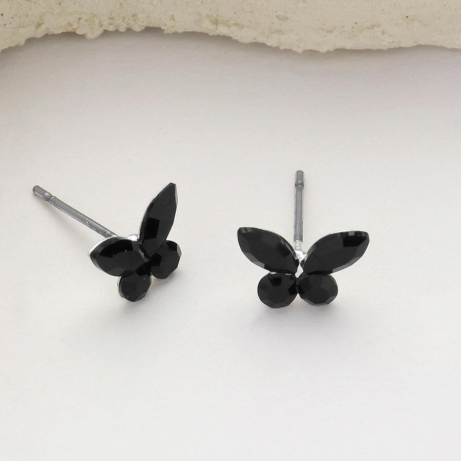 Sparkling Stone Butterfly Stud Earrings – Dainty Nature Jewelry