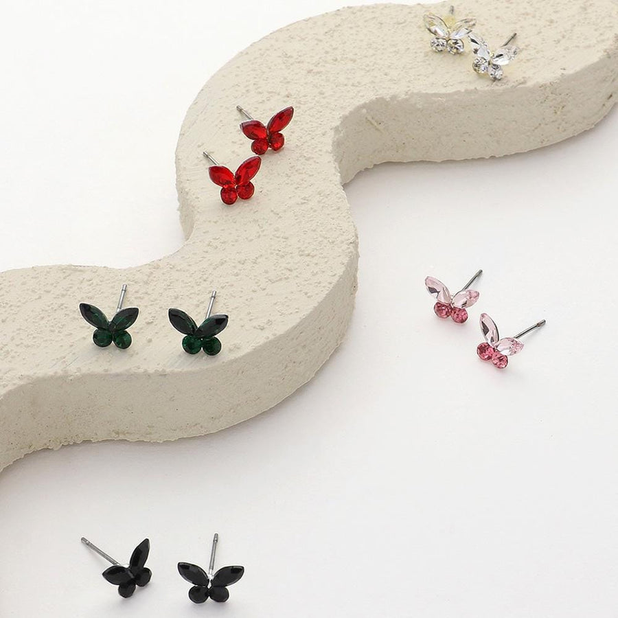 Sparkling Stone Butterfly Stud Earrings – Dainty Nature Jewelry
