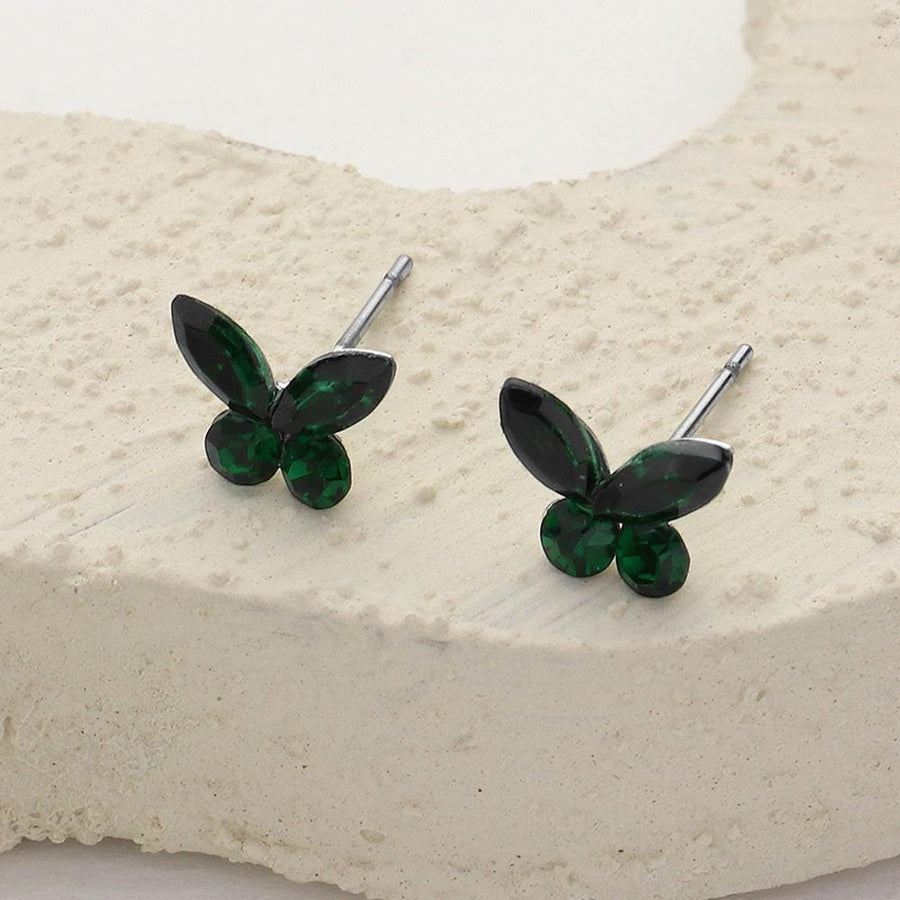 Sparkling Stone Butterfly Stud Earrings – Dainty Nature Jewelry