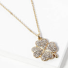 Stone Paved Clover Pendant Necklace | Sparkly Lucky Charm Necklace | Dainty Everyday Jewelry