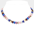Colorful Triangle Wood Bead Necklace | Boho Geometric Statement Jewelry | Artisan Style Necklace