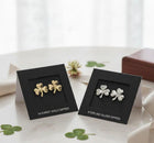 14K Gold Shamrock Clover Stud Earrings | Lucky Irish Studs | St Patrick’s day Gift
