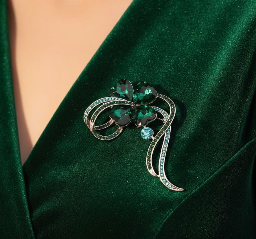 Lucky Clover Pin Brooch | Shamrock Lapel Pin | Irish Good Luck St Patrick’s day