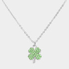 Crystal Stone Paved Clover Pendant Necklace | Lucky Shamrock Jewelry | Sparkly Dainty Necklace