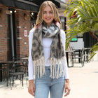 Leopard Print Oversized Fringe Scarf | Chunky Oblong Winter Wrap | long scarf