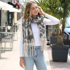 Leopard Print Oversized Fringe Scarf | Chunky Oblong Winter Wrap | long scarf
