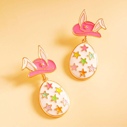 Western Bunny Hat Easter Egg Drop Dangle Earrings| Gift for Easter Jewelry