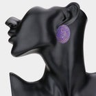 Bling Studded Oval Evening Earrings | Sparkly Rhinestone Statement Earrings | Party Formal Jewelry