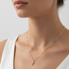 Dainty Gold CZ Cross Necklace, Mini Pendant, Faith Jewelry, Layering Chain