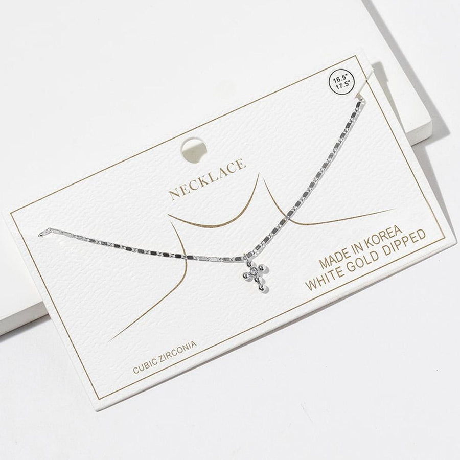 Dainty Gold CZ Cross Necklace, Mini Pendant, Faith Jewelry, Layering Chain