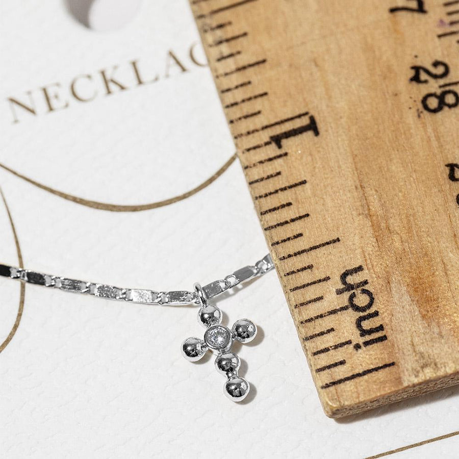Dainty Gold CZ Cross Necklace, Mini Pendant, Faith Jewelry, Layering Chain