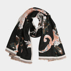 Floral Pattern Fringe Oblong Scarf | Lightweight Flower Print Fashion Wrap | Soft Boho Spring Accessory