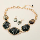 Chunky Resin Pebble Plate Necklace and Earring Set | Modern Organic Statement Jewelry