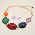 Chunky Resin Pebble Plate Necklace and Earring Set | Modern Organic Statement Jewelry