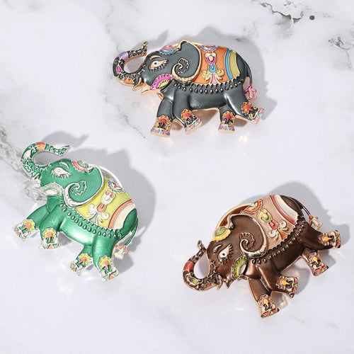 Colored Metal Elephant Brooch | Magnetic Lapel Pin | Lucky Animal Brooch | Scarf Jacket accessory