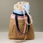 Grid Pattern Terry Tote Bag | Soft Summer Shopper Carry on | Large Beach Shoulder Bag