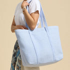 Grid Pattern Terry Tote Bag | Soft Summer Shopper Carry on | Large Beach Shoulder Bag