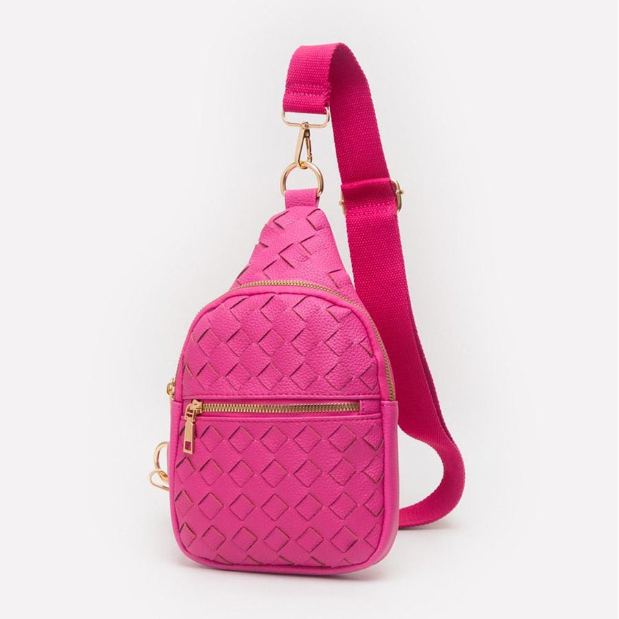 Faux Braided Leather Sling Bag