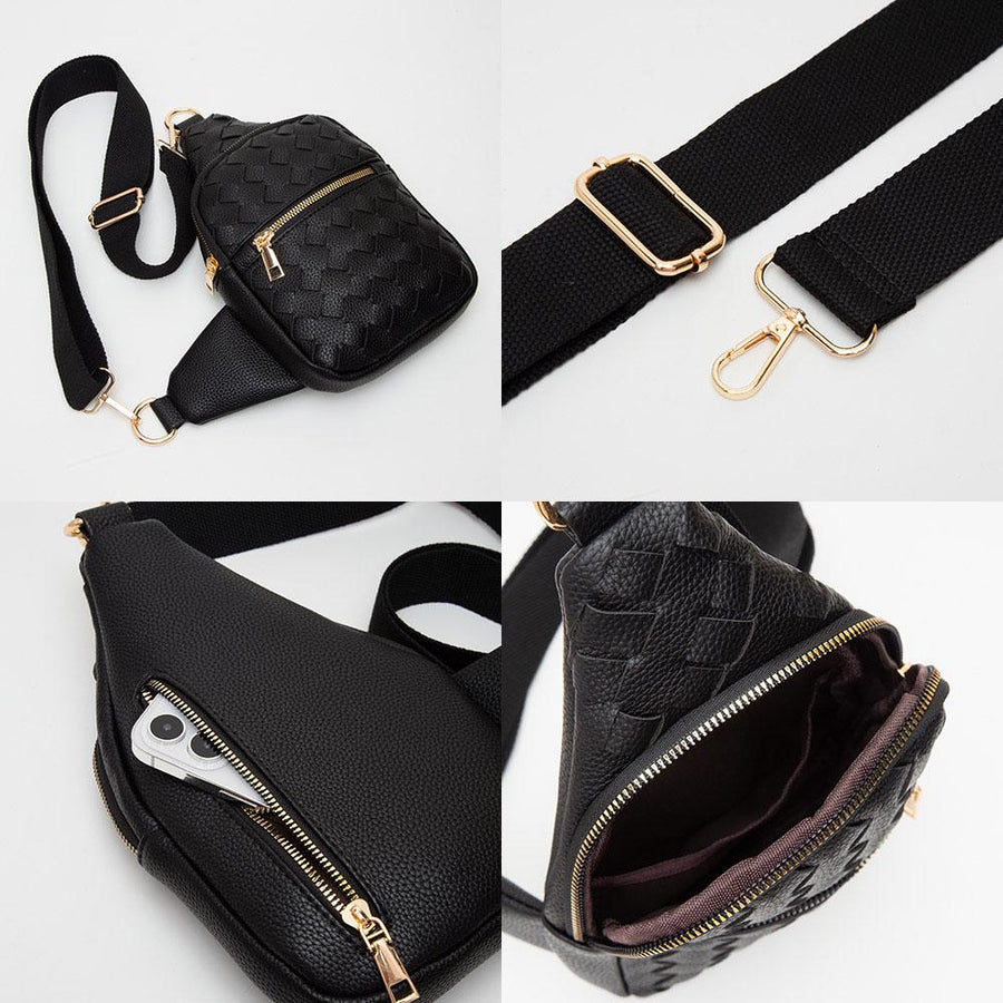 Faux Braided Leather Sling Bag