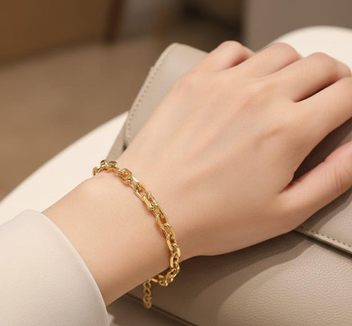18K Gold Filled Chunky Link Chain Bracelet | Modern Bold Statement Everyday accessory