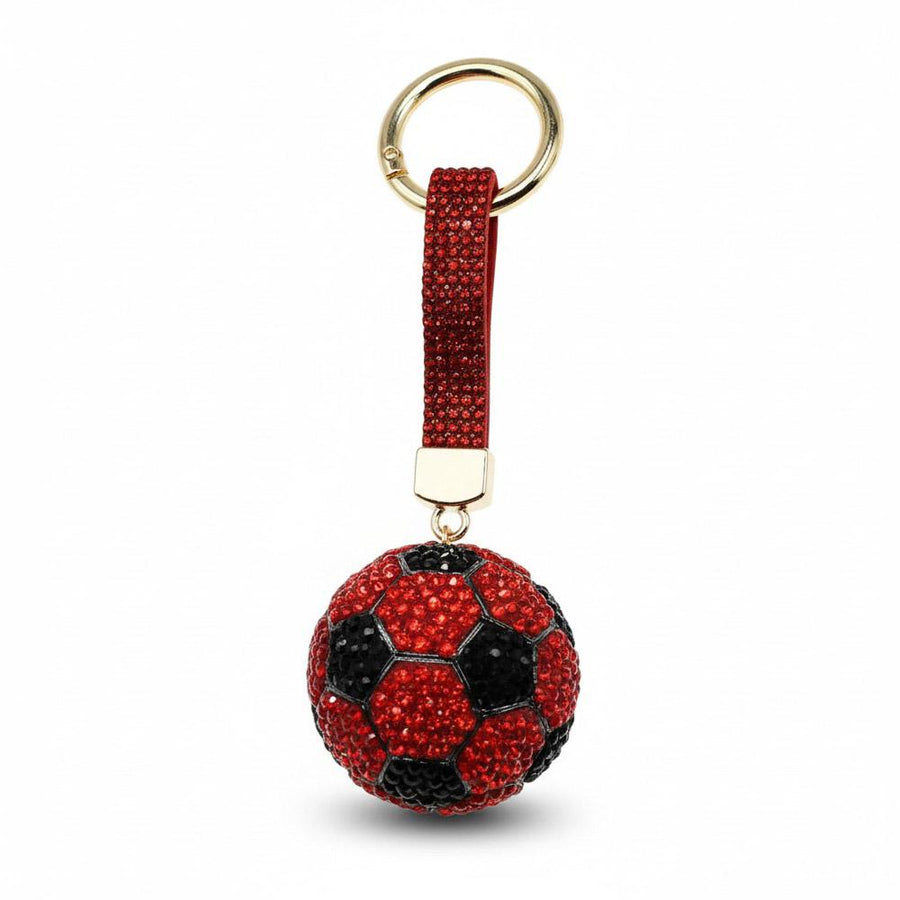 Bling Studded Soccer Ball Bag Charm Keychain | Sparkly Soccer Keyring | Sports Purse Lanyard