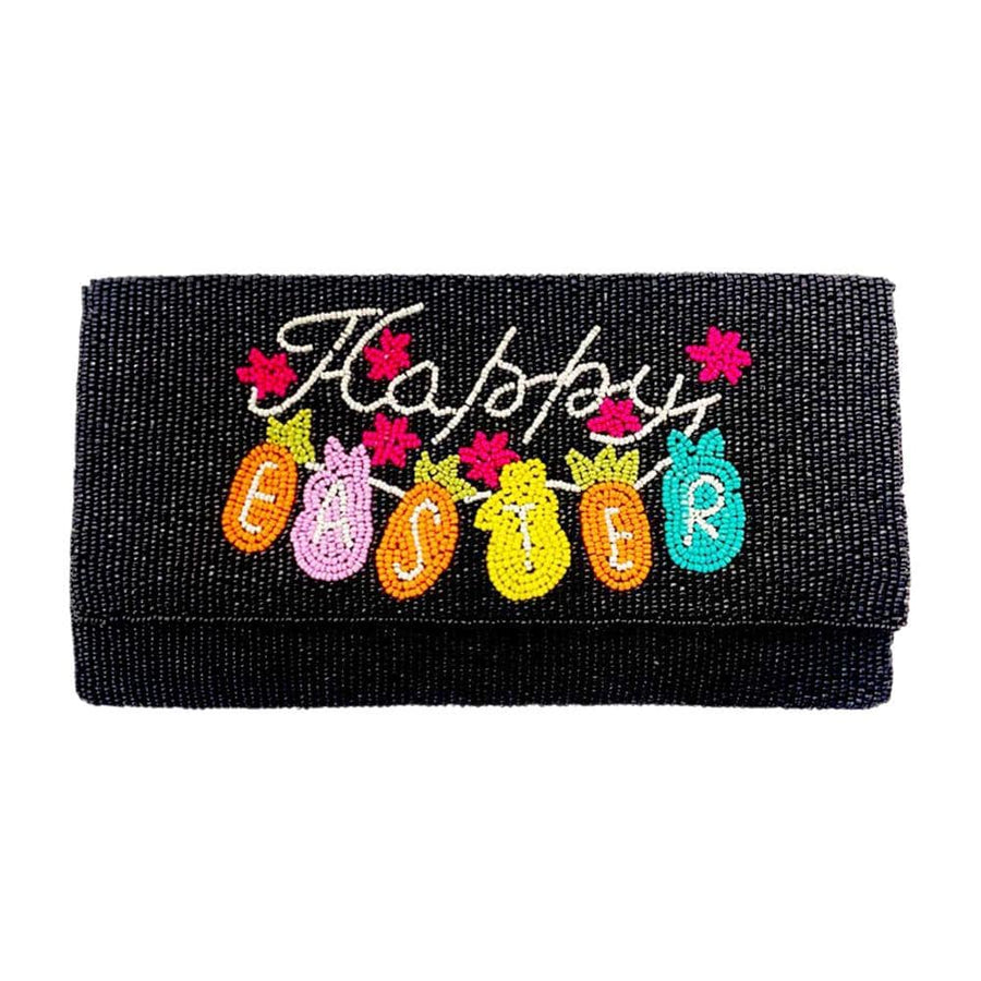 Happy Easter Seed Beaded Clutch Bag | Carrot Bunny Crossbody Purse | Easter Party Handbag