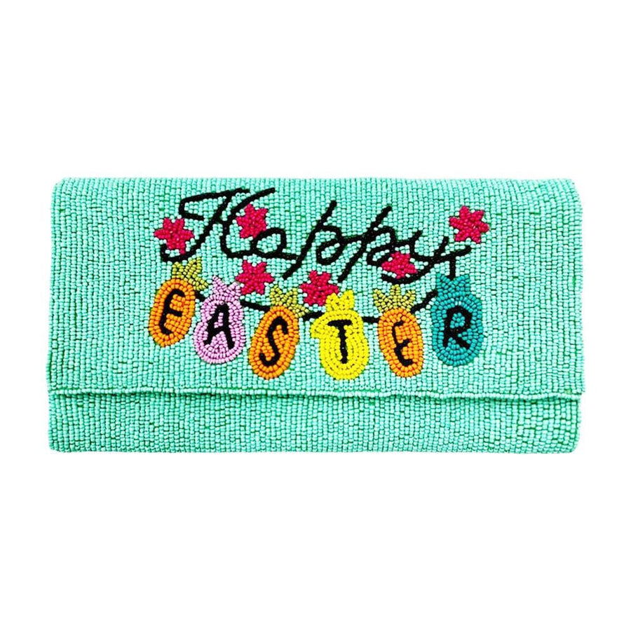 Happy Easter Seed Beaded Clutch Bag | Carrot Bunny Crossbody Purse | Easter Party Handbag