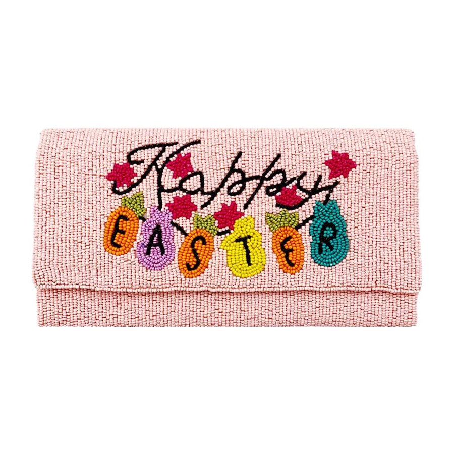 Happy Easter Seed Beaded Clutch Bag | Carrot Bunny Crossbody Purse | Easter Party Handbag