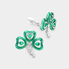 St Patricks Day Enamel Clover Clip On Earrings | Shamrock Earrings Non Piercing