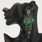 Stone Cluster Chandelier Fringe Drop Earrings – Sparkly Evening Statement Jewelry for Wedding, Prom & Events