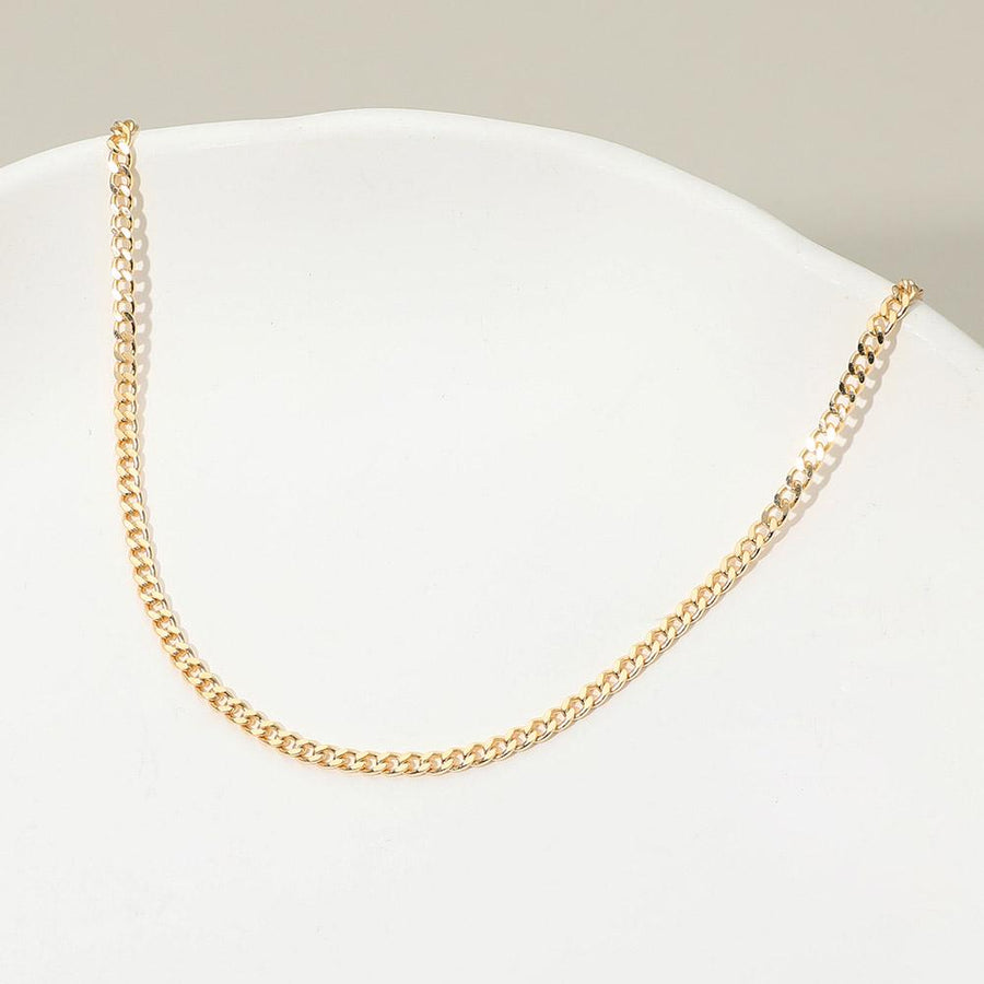 18K Gold Filled Curb Chain Necklace for Men and Women | Dainty Minimalist Chain