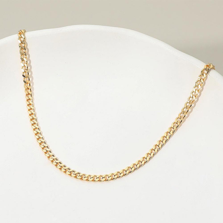 18K Gold Filled Curb Chain Necklace for Men and Women | Dainty Minimalist Chain