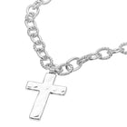 Hammered Metal Cross Chunky Chain Necklace | Bold Textured Statement Cross Pendant | Modern Religious Gift