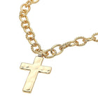 Hammered Metal Cross Chunky Chain Necklace | Bold Textured Statement Cross Pendant | Modern Religious Gift